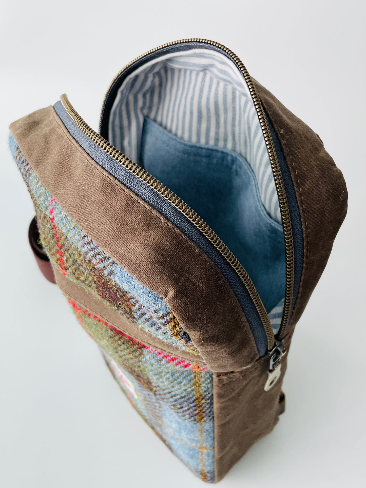 Harris Tweed Sling Backpack, Brown MacLeod Tartan