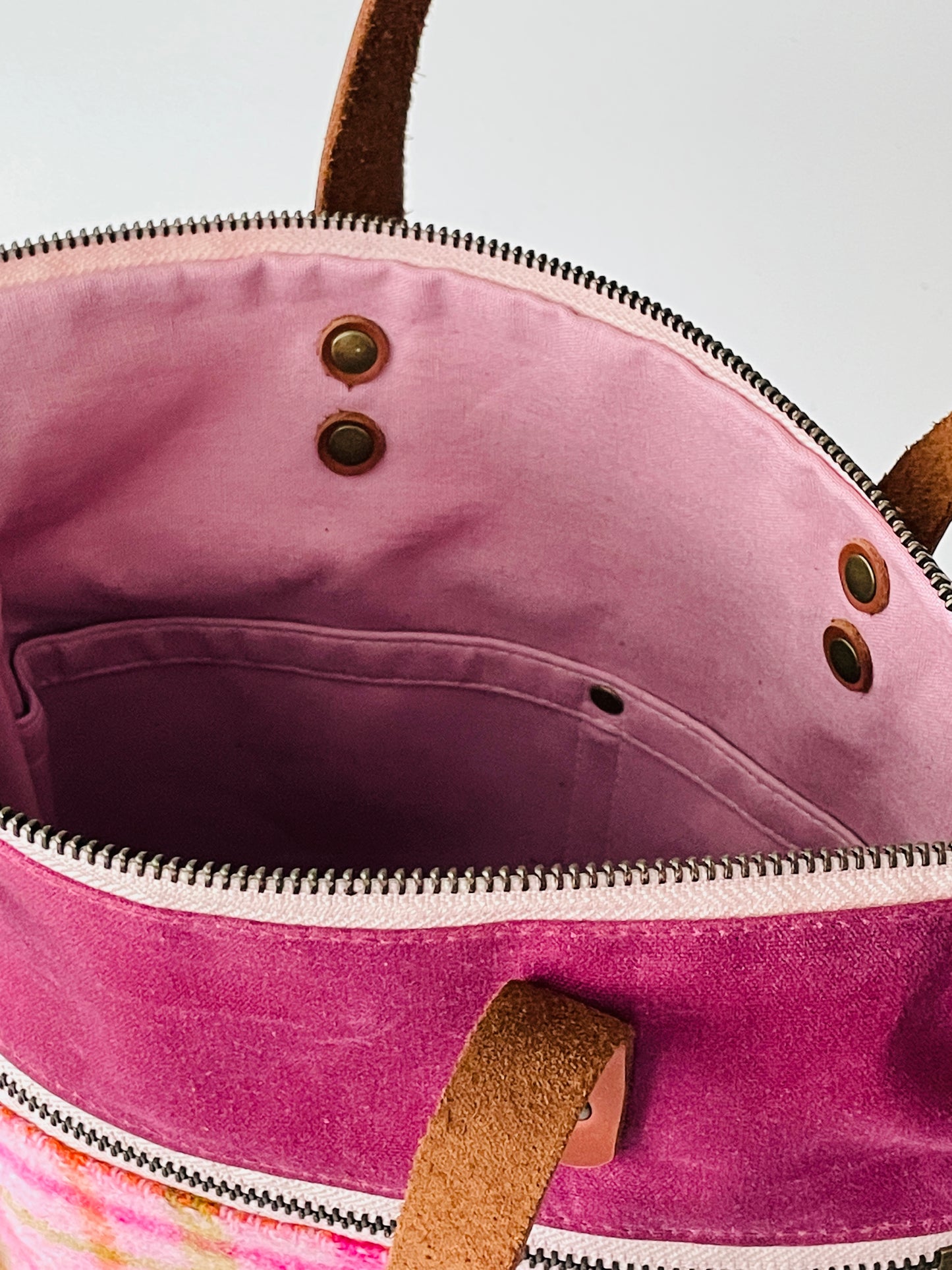 Harris Tweed Crossbody Tote, Pink Check