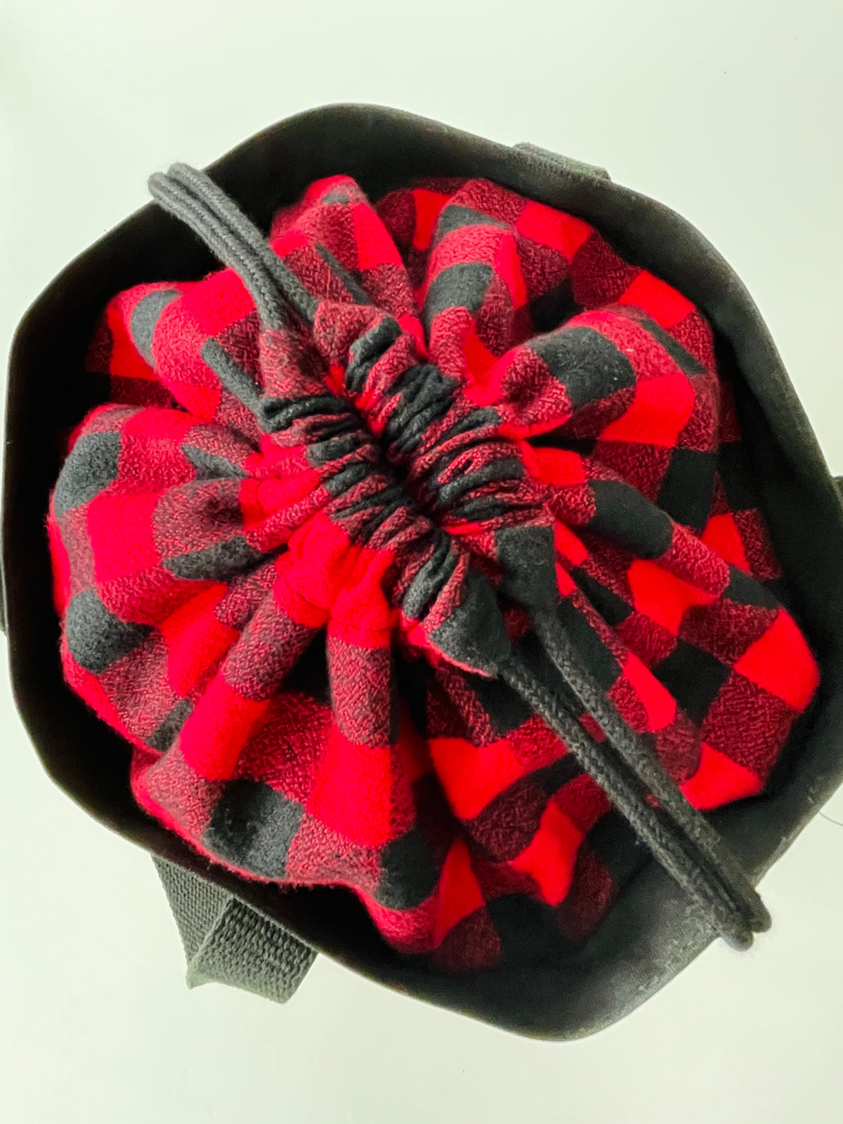 Waxed Canvas and Flannel Project Tote, Black and Red Check