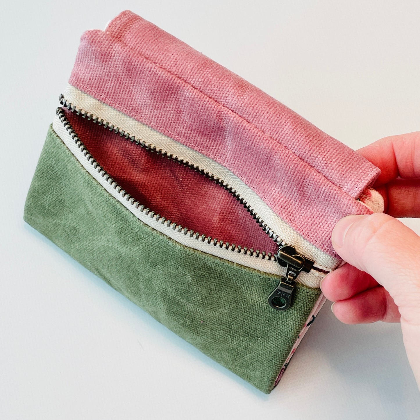 Canvas Wallet, Rose/Green