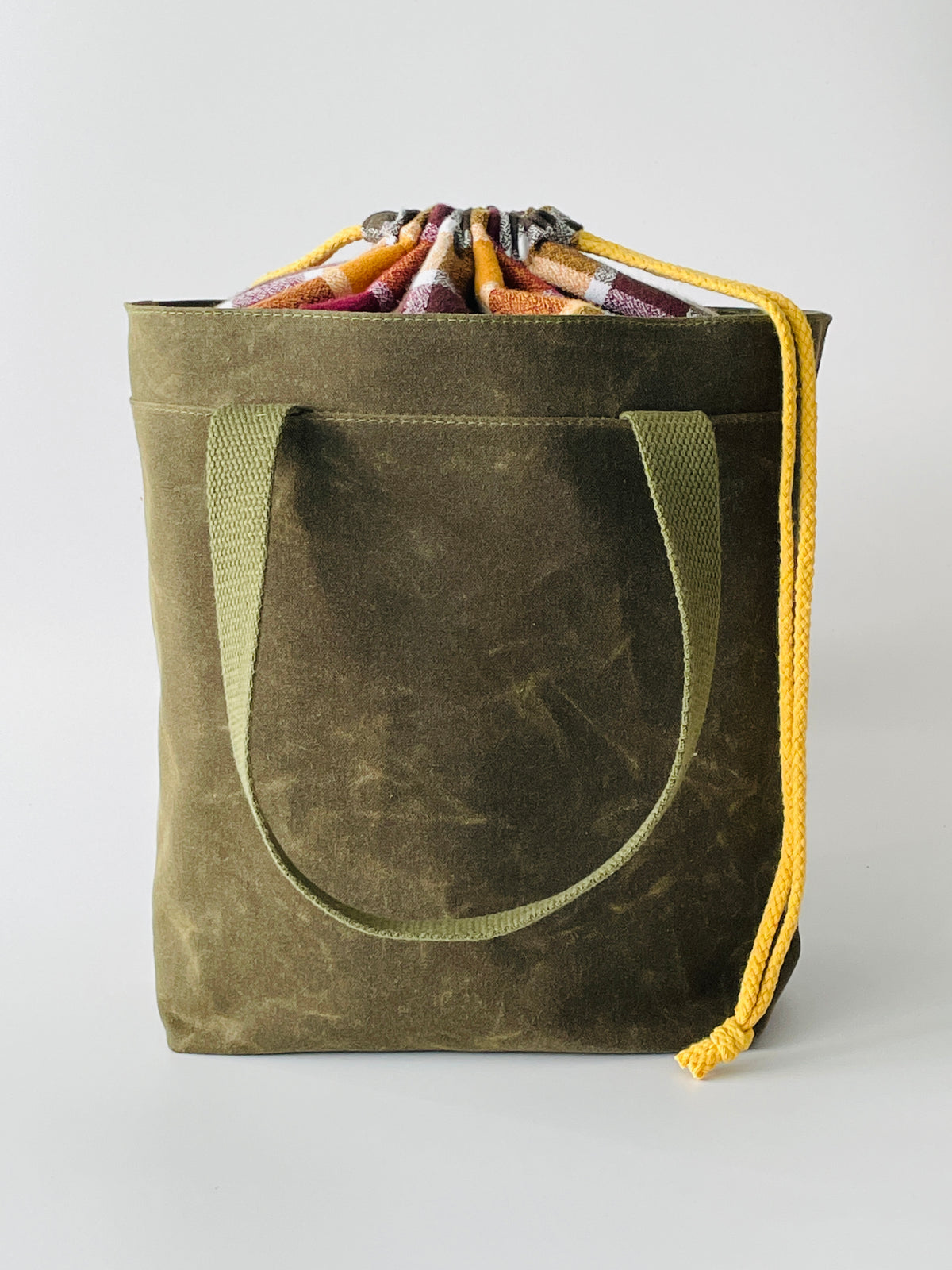 Waxed Canvas and Flannel Project Tote, Cider