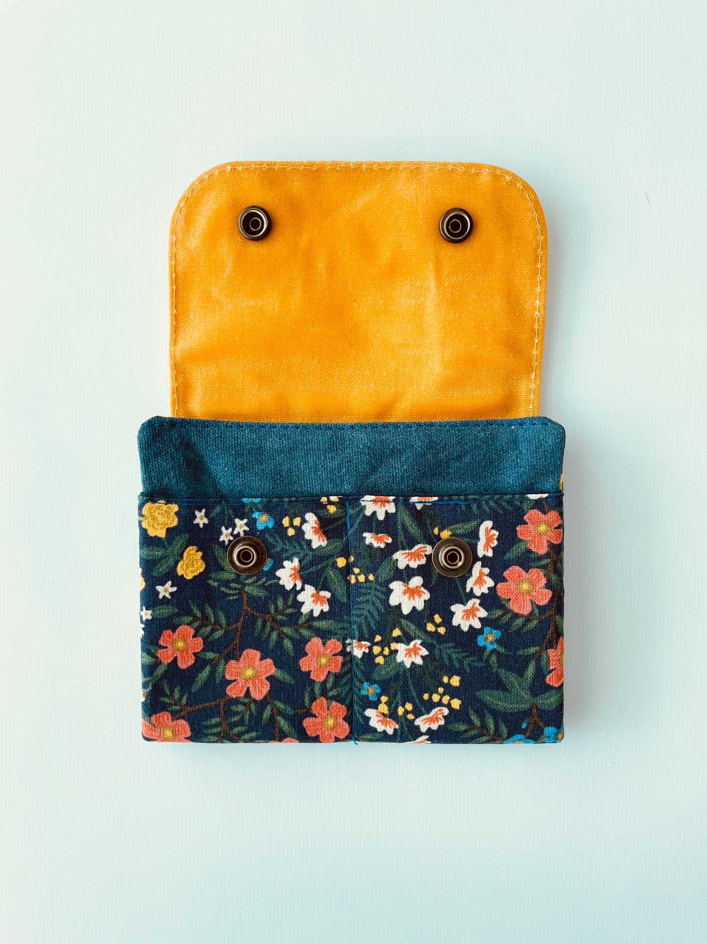 Canvas Wallet, Yellow/Blue Floral