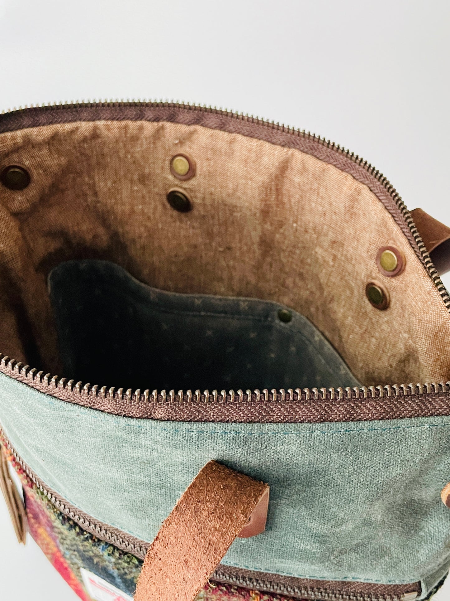 Harris Tweed Crossbody Tote, Autumn Check