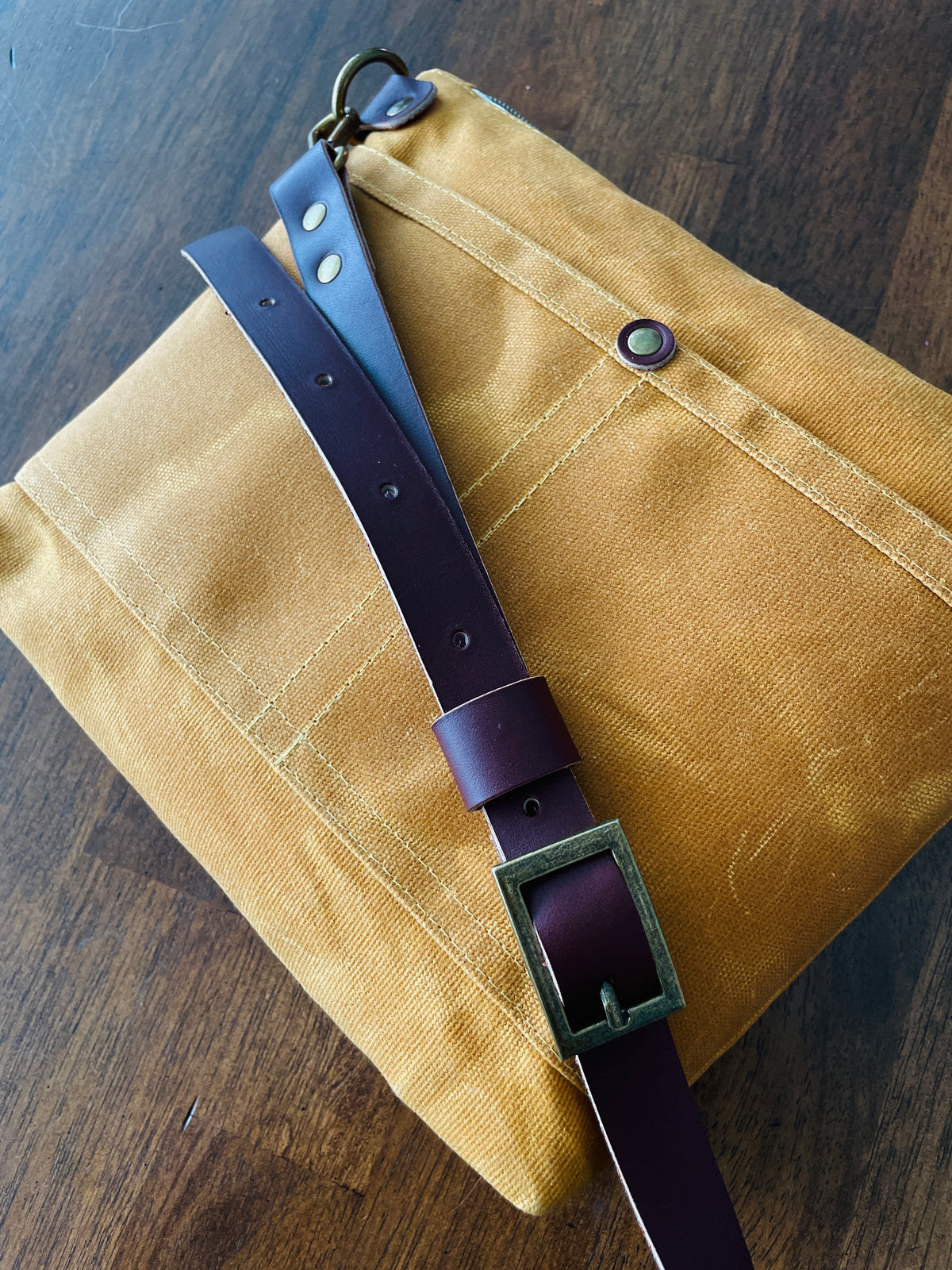 Small Waxed Canvas Purse, Mustard
