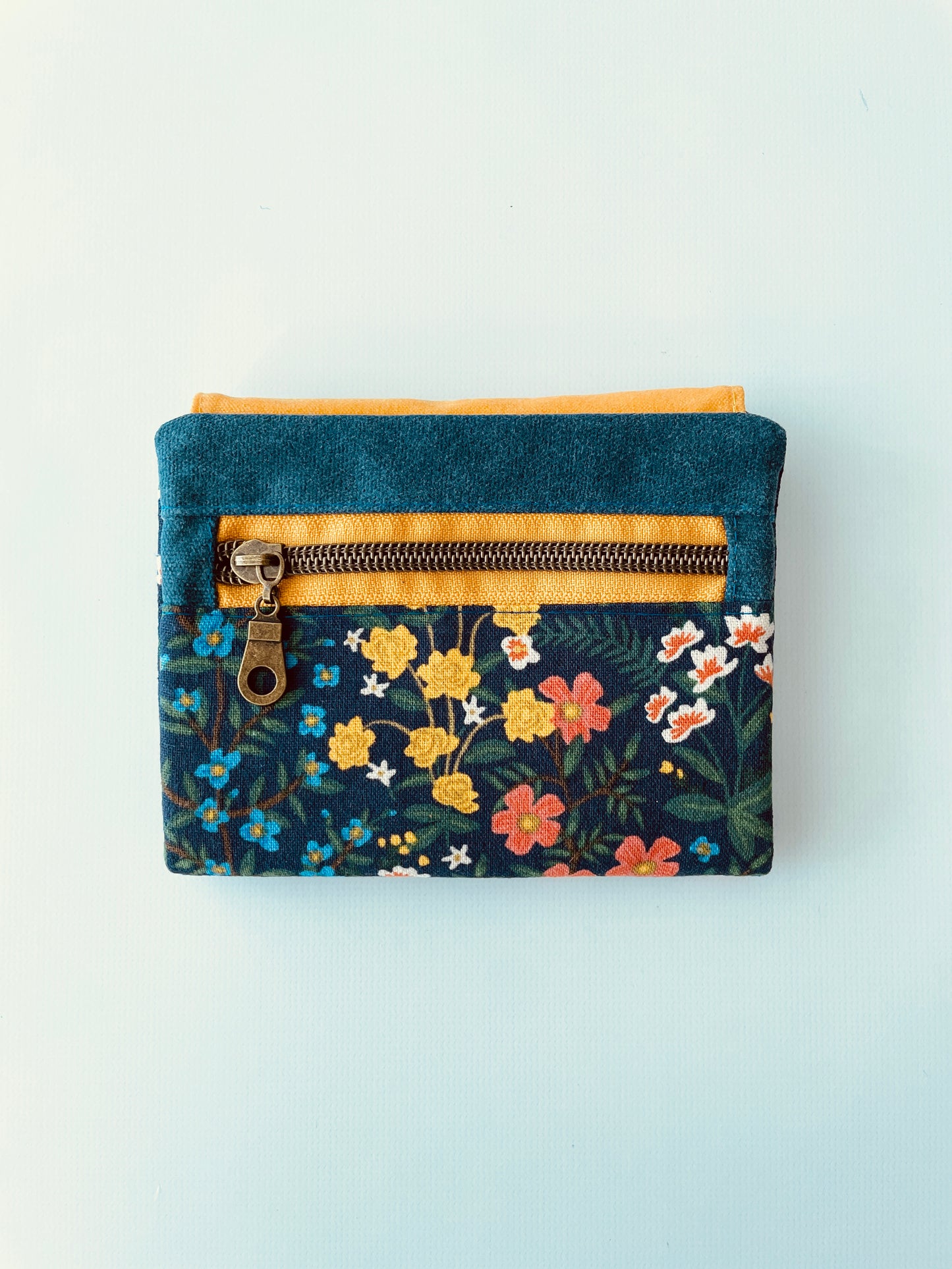 Canvas Wallet, Yellow/Blue Floral