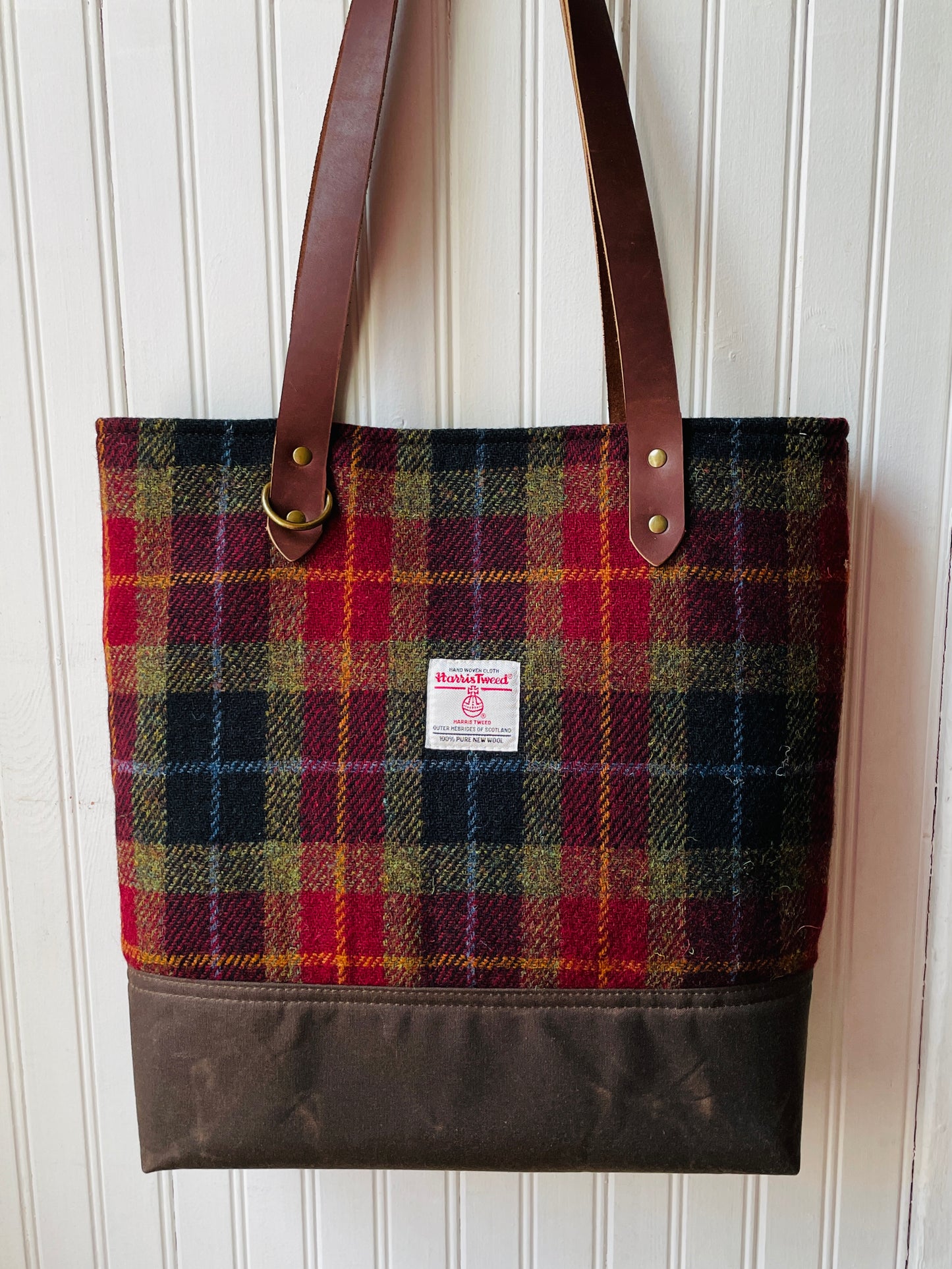 Large Harris Tweed Tote, Autumn Check