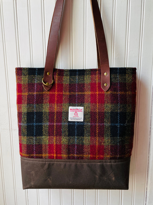 Large Harris Tweed Tote, Autumn Check