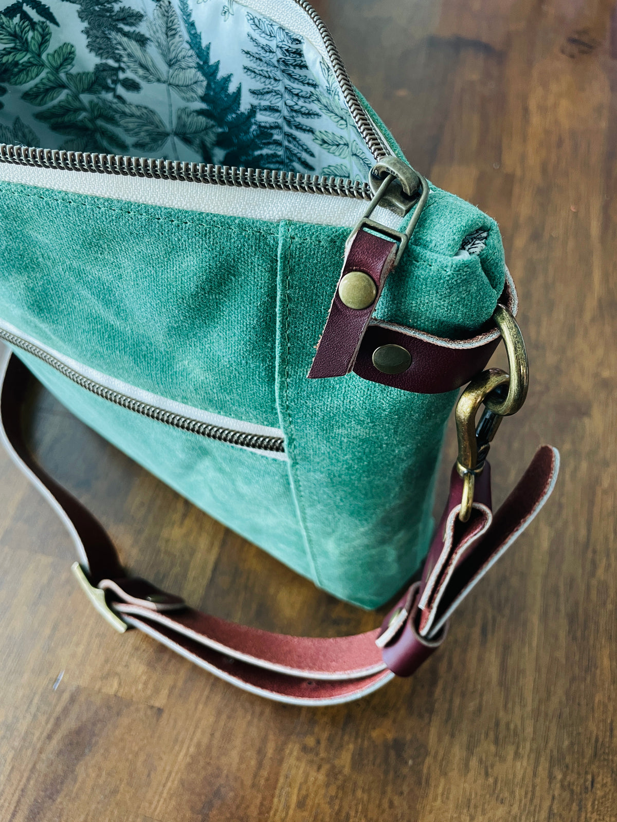 Small Waxed Canvas Purse, Sage