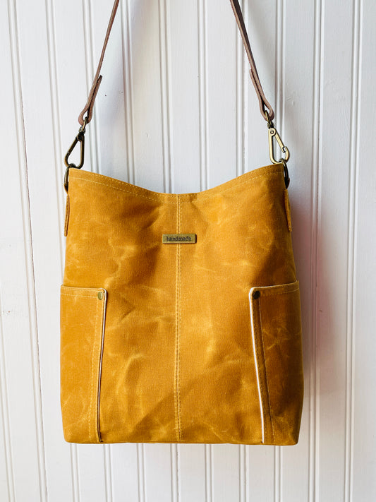 Waxed Canvas Shoulder Bag, Mustard