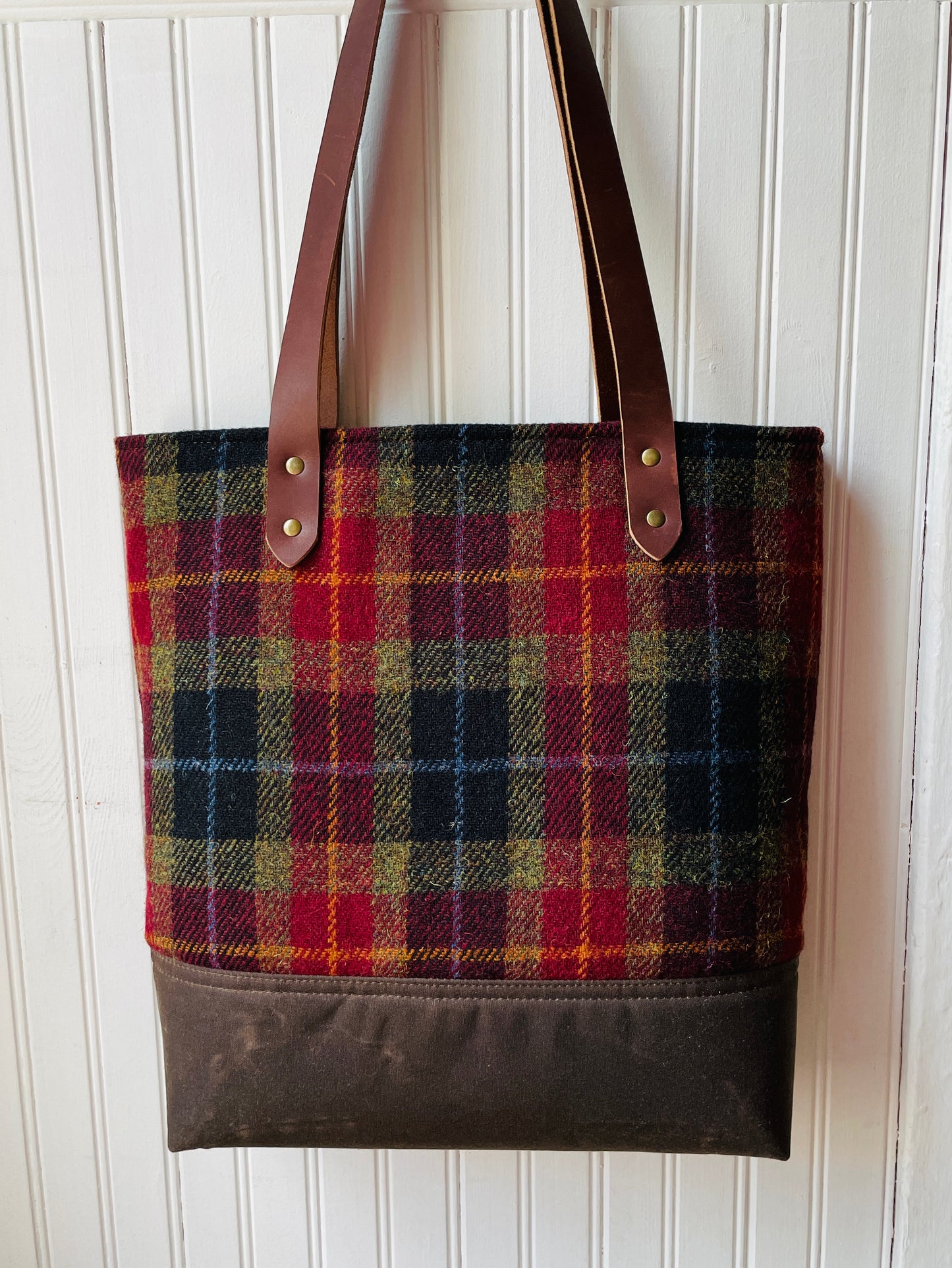Large Harris Tweed Tote, Autumn Check