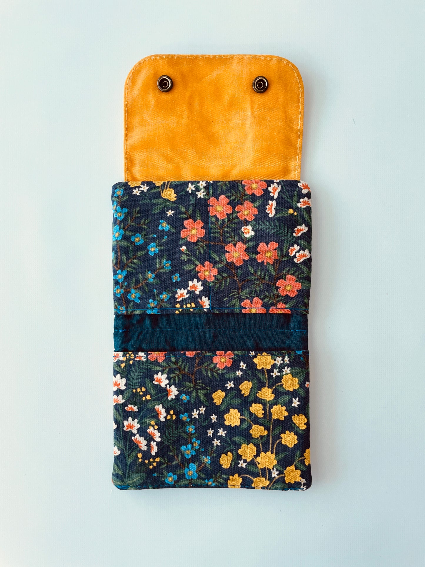 Canvas Wallet, Yellow/Blue Floral