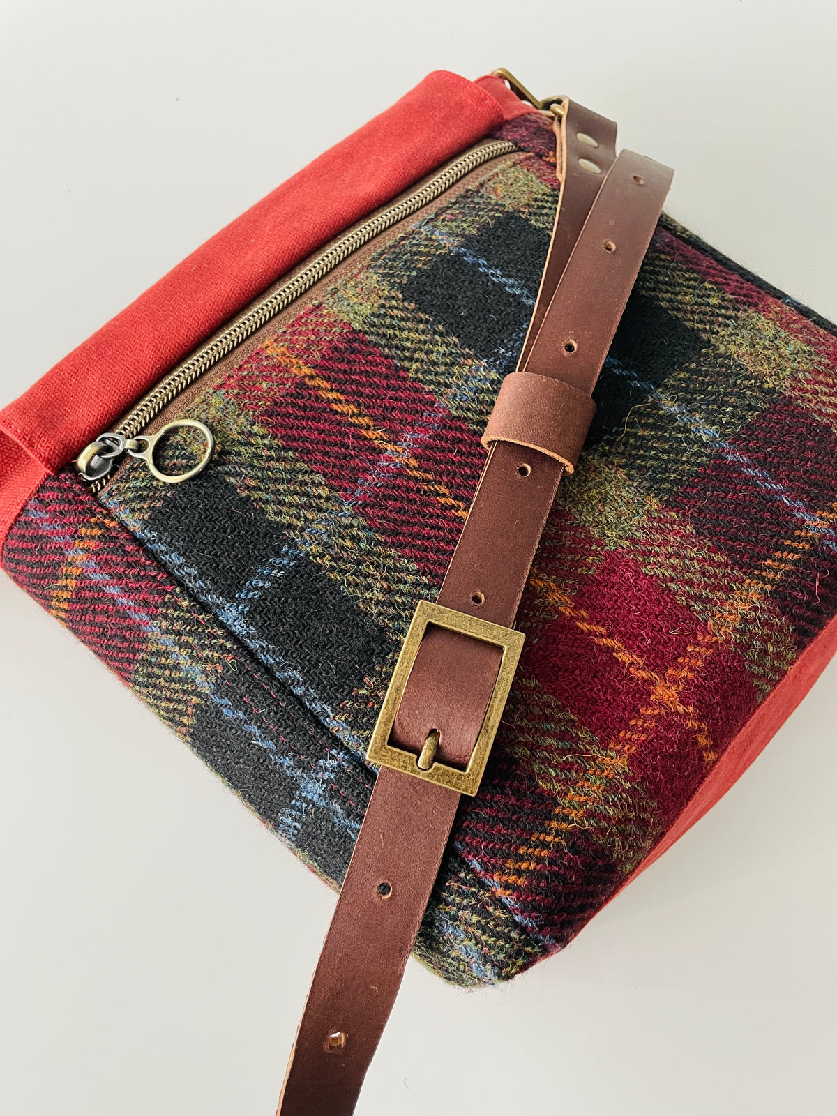Small Harris Tweed Satchel, Autumn Check