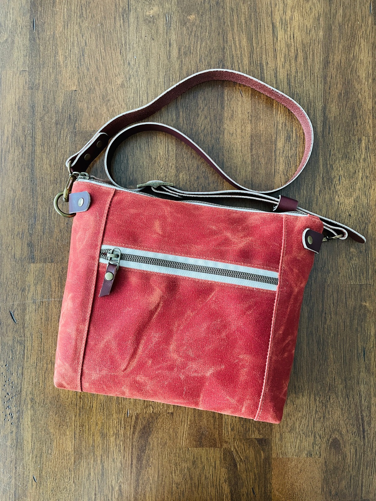 Small Waxed Canvas Purse, Terracotta
