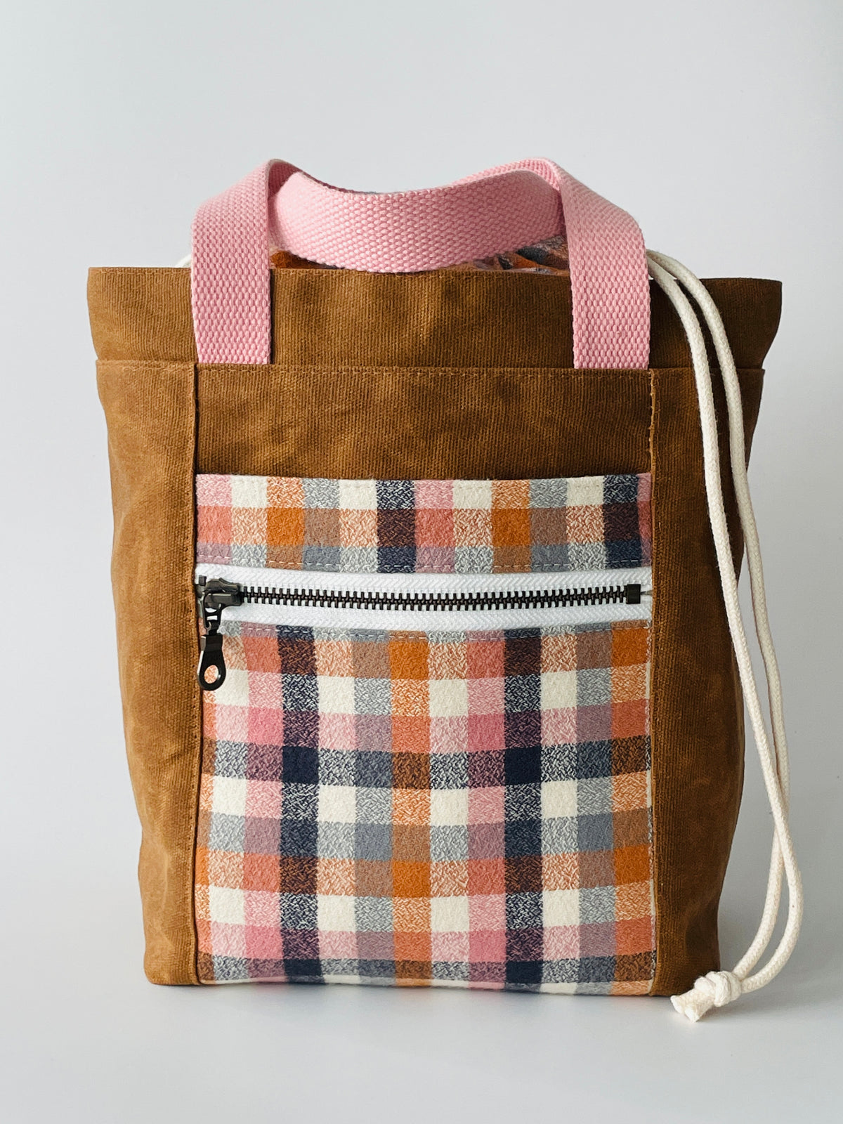 Waxed Canvas and Flannel Project Tote, Nutmeg