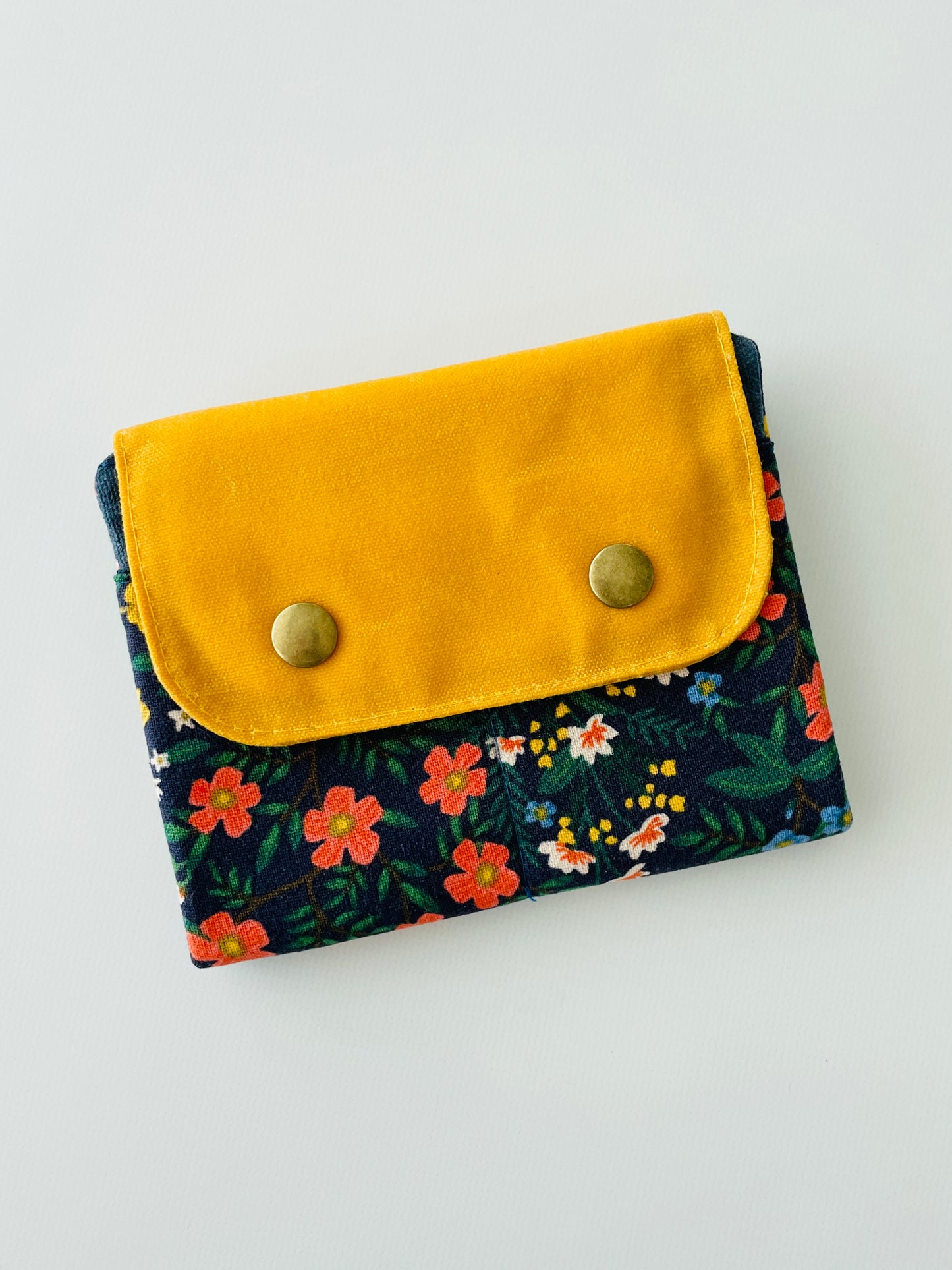 Canvas Wallet, Yellow/Blue Floral