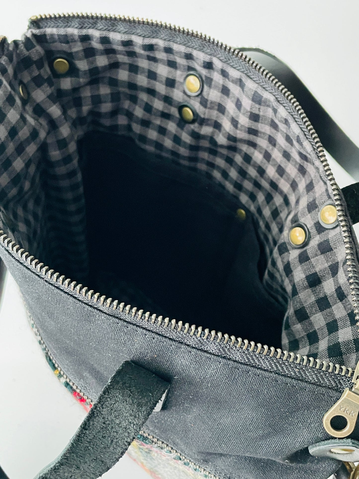 Harris Tweed Crossbody Tote, Black Stewart Tartan