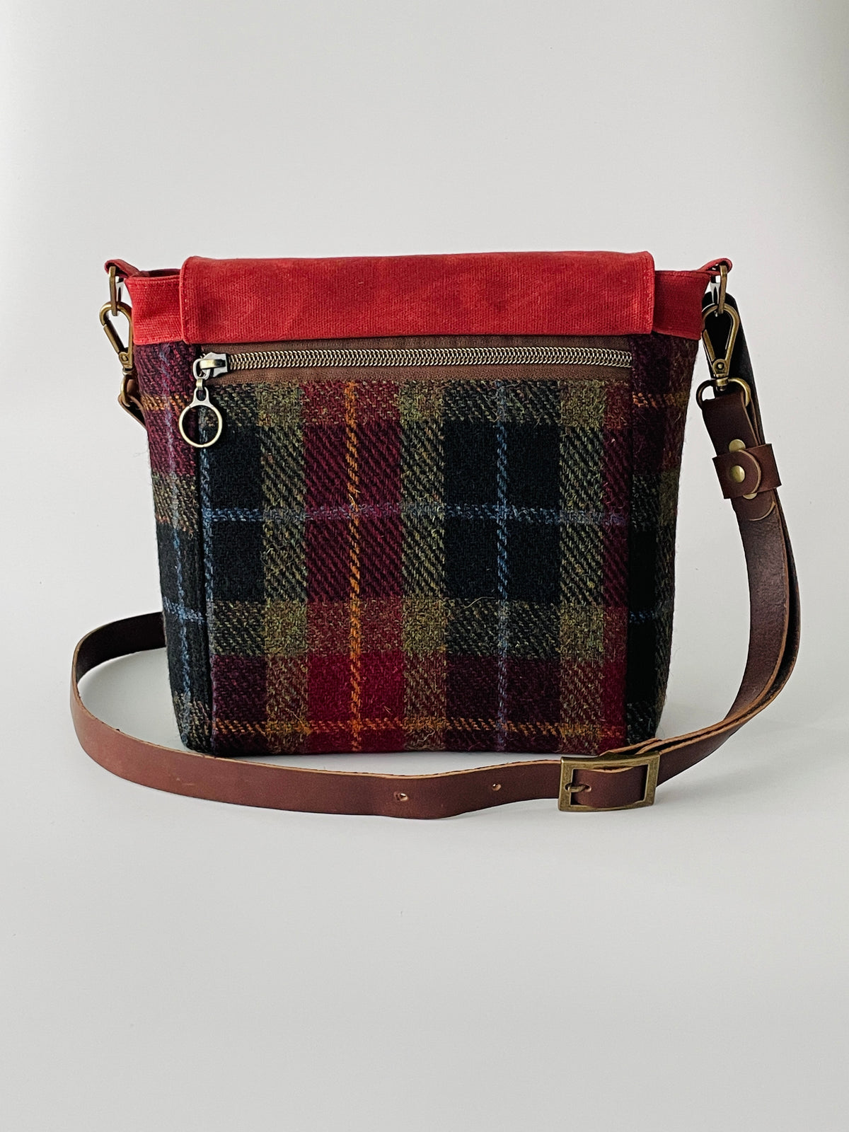Small Harris Tweed Satchel, Autumn Check