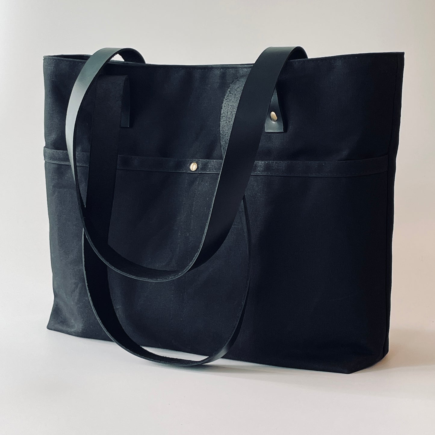 Large Waxed Canvas Tote, Black