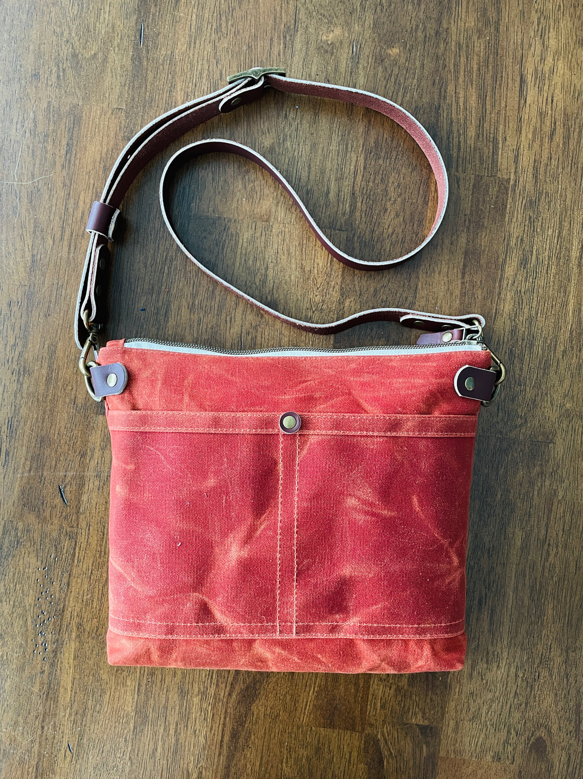 Small Waxed Canvas Purse, Terracotta