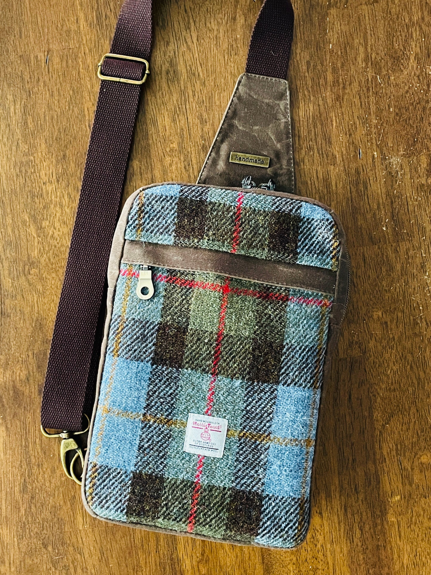 Harris Tweed Sling Backpack, Brown MacLeod Tartan