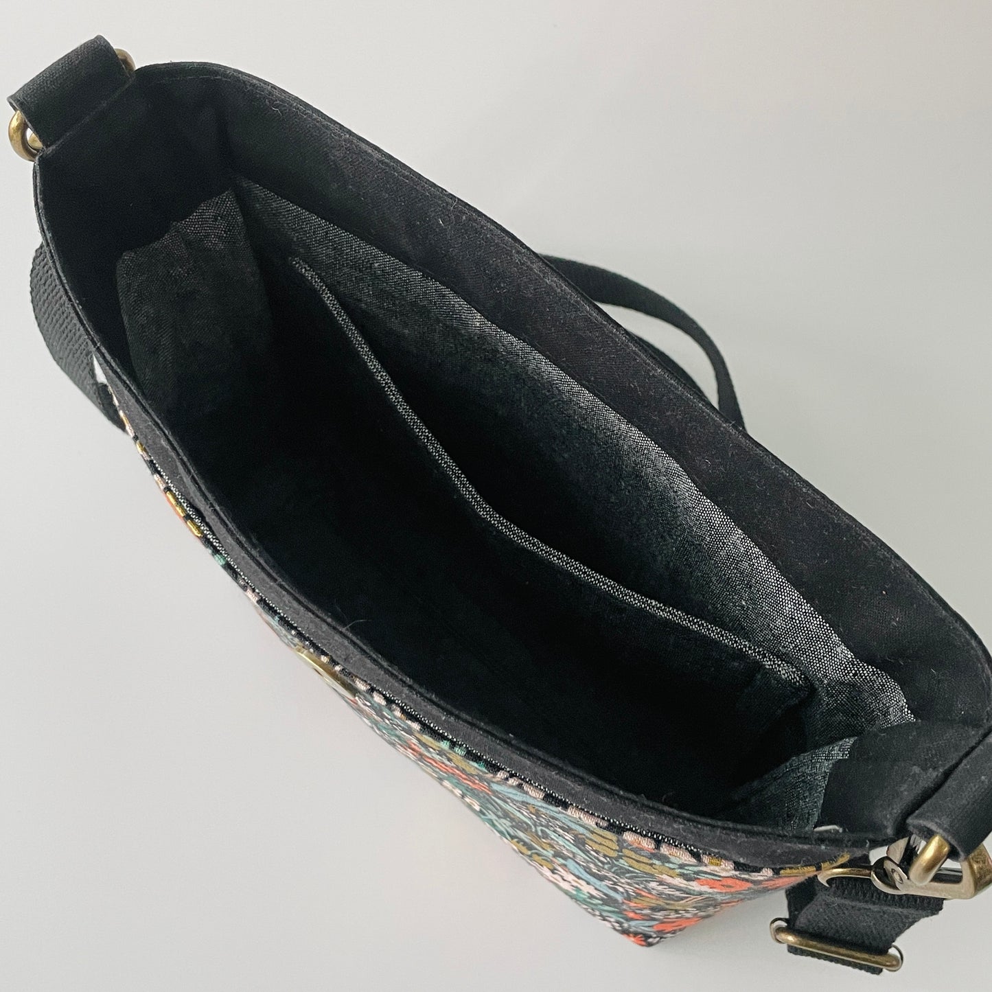 Small Canvas Satchel, Black Floral