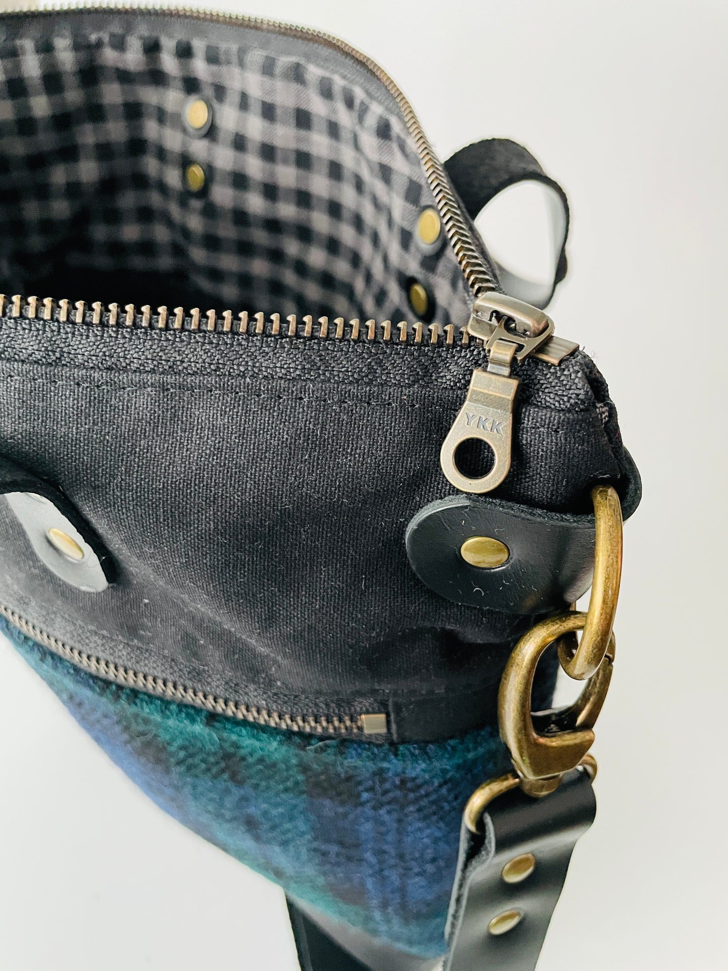 Harris Tweed Crossbody Tote, Black Watch Tartan