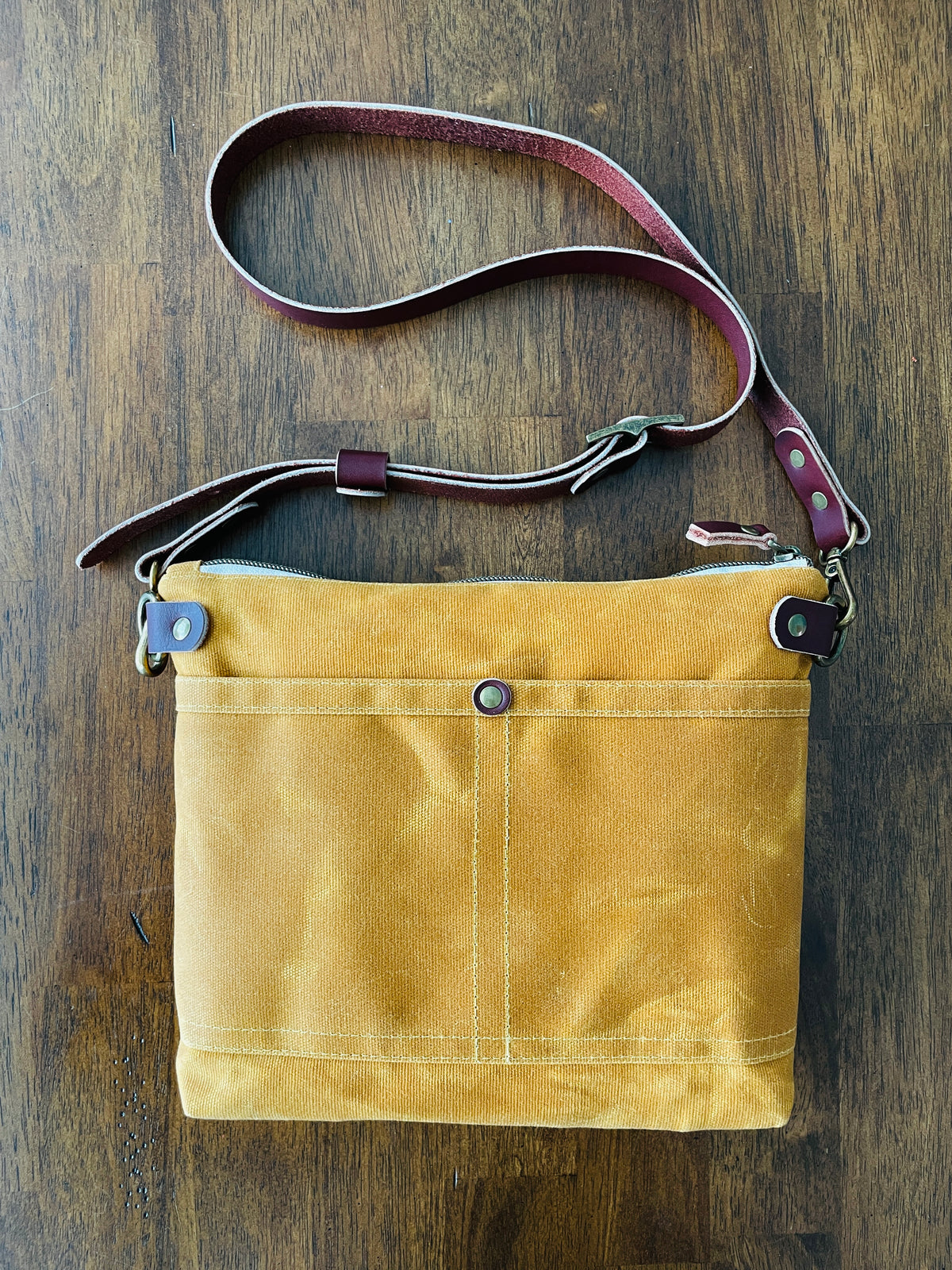 Small Waxed Canvas Purse, Mustard