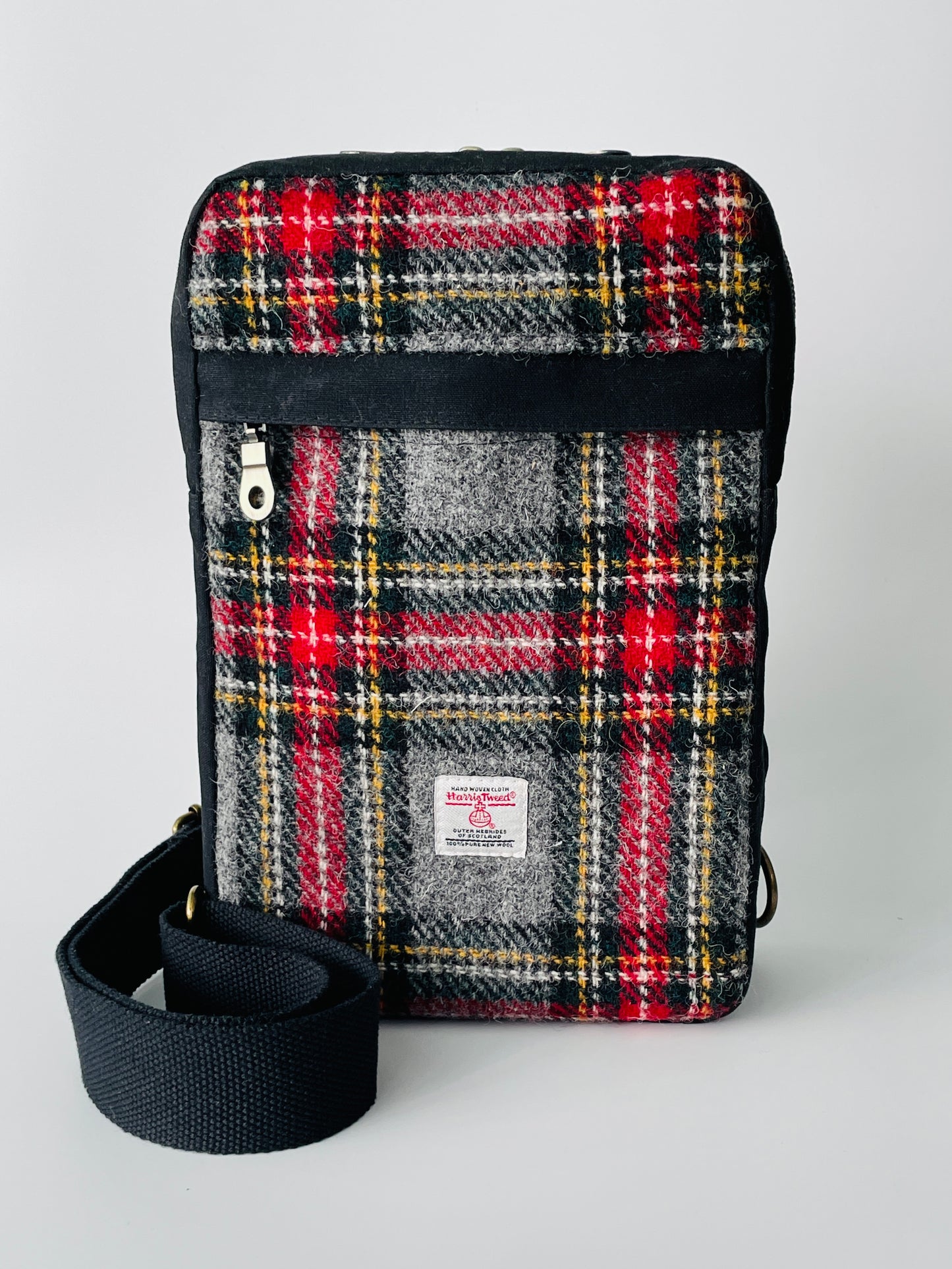 Harris Tweed Sling Backpack, Black Stewart Tartan