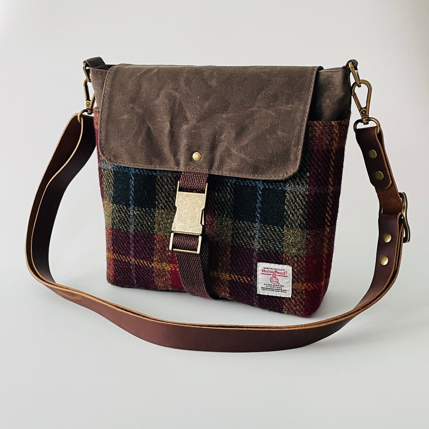Small Harris Tweed Satchel, Autumn Check