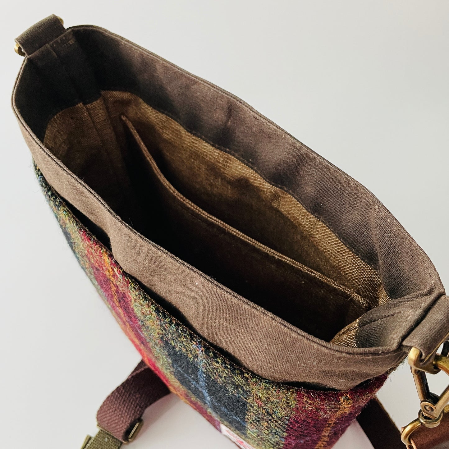 Small Harris Tweed Satchel, Autumn Check