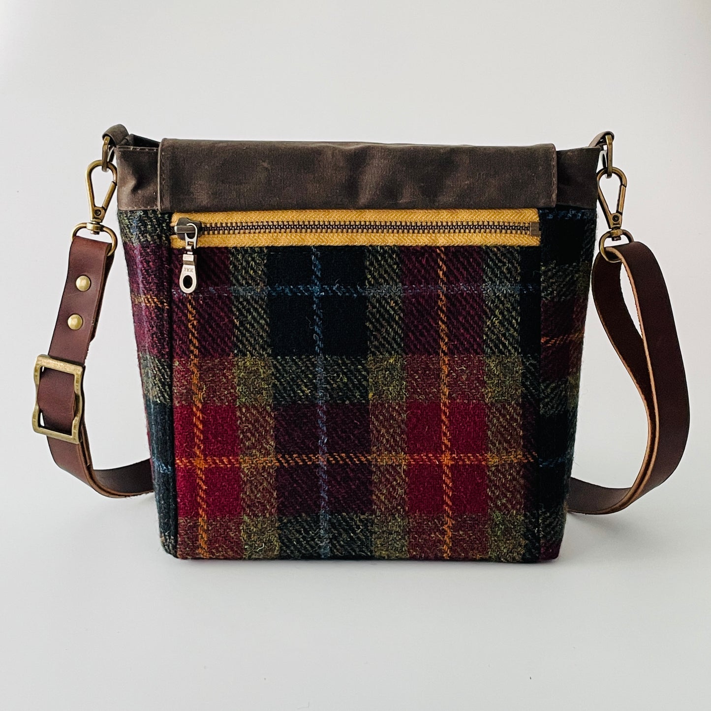 Small Harris Tweed Satchel, Autumn Check