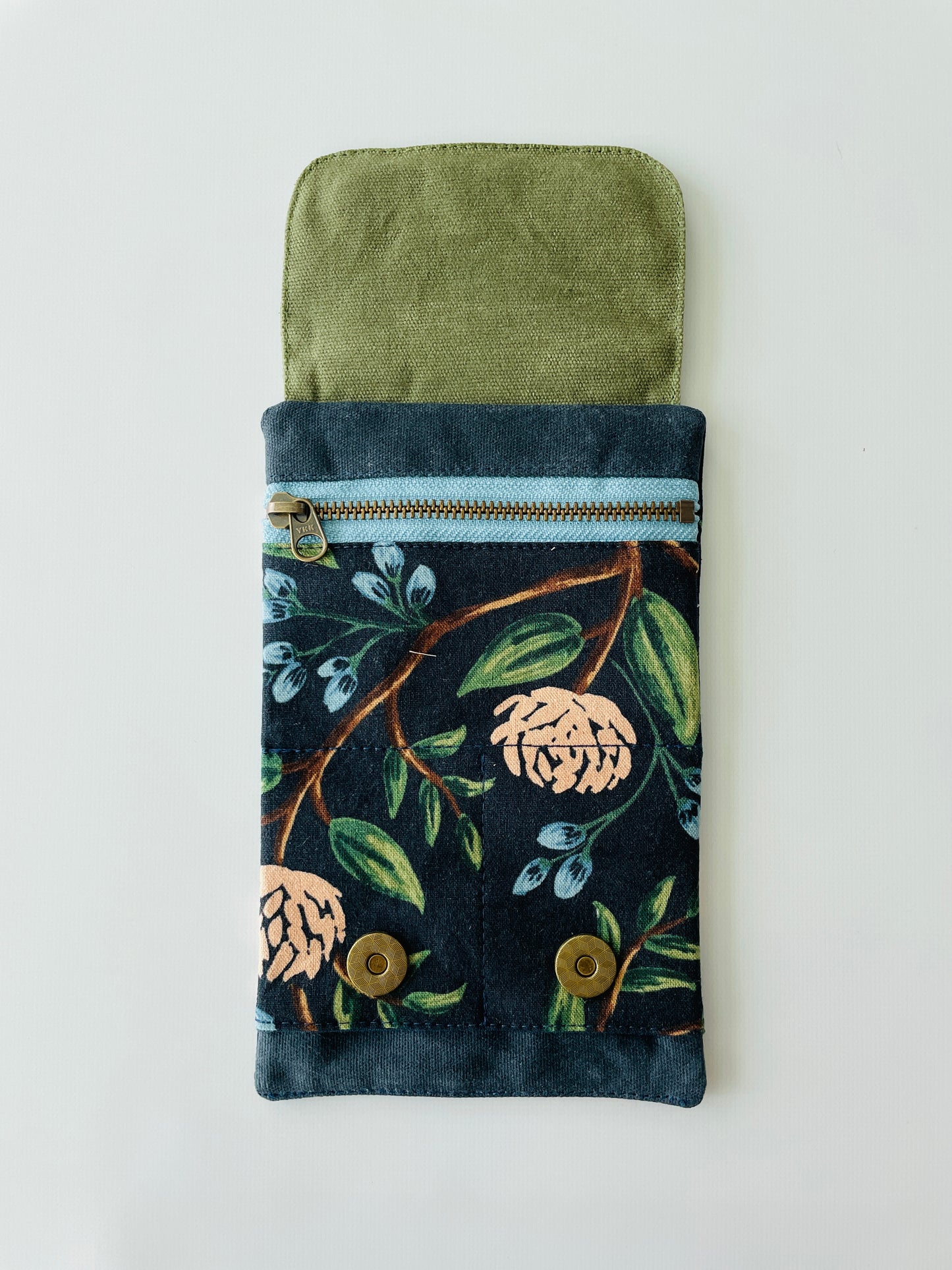 Webster Wallet Maker Kit, Navy Peonies
