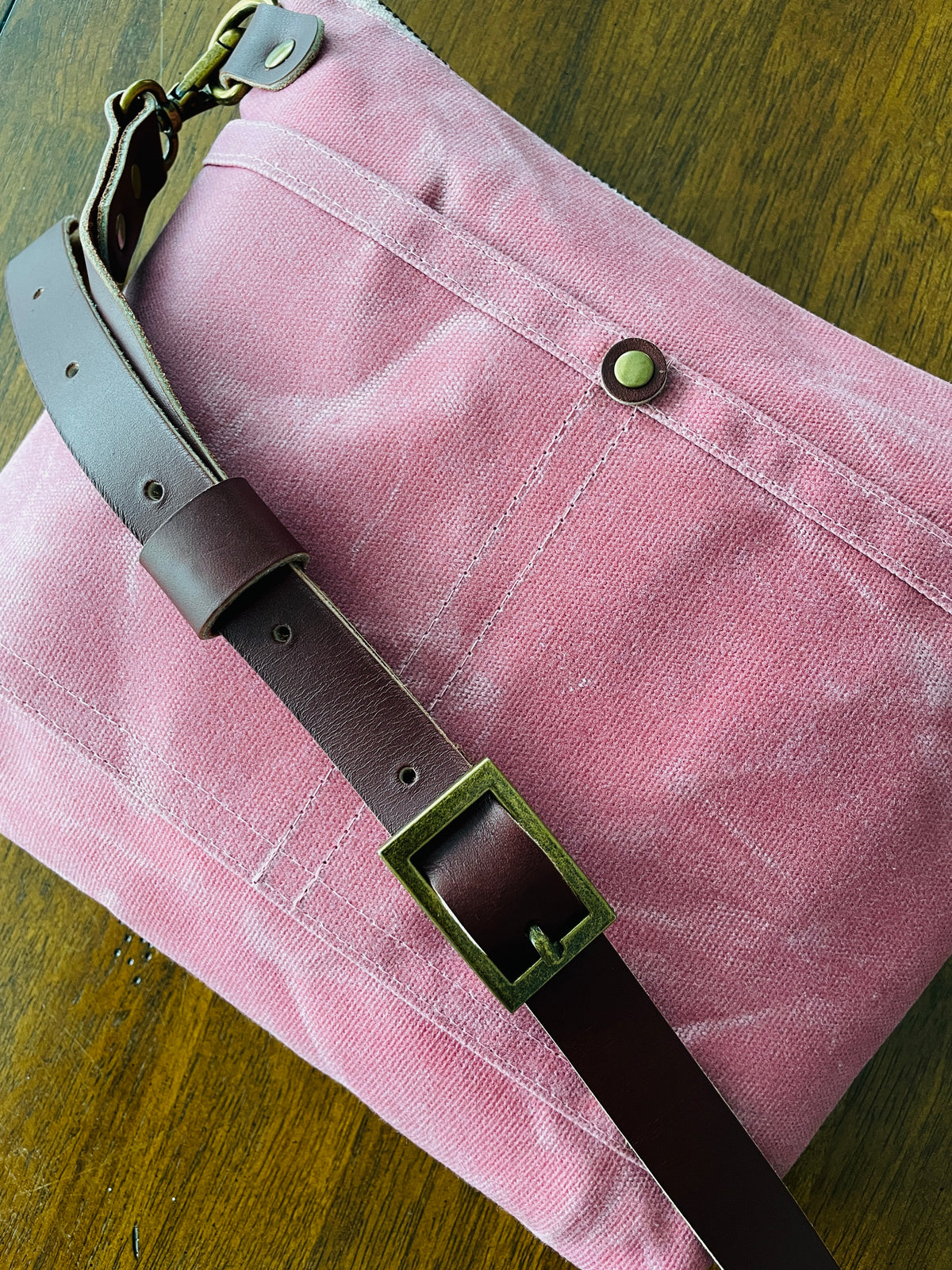 Small Waxed Canvas Purse, Heirloom Rose