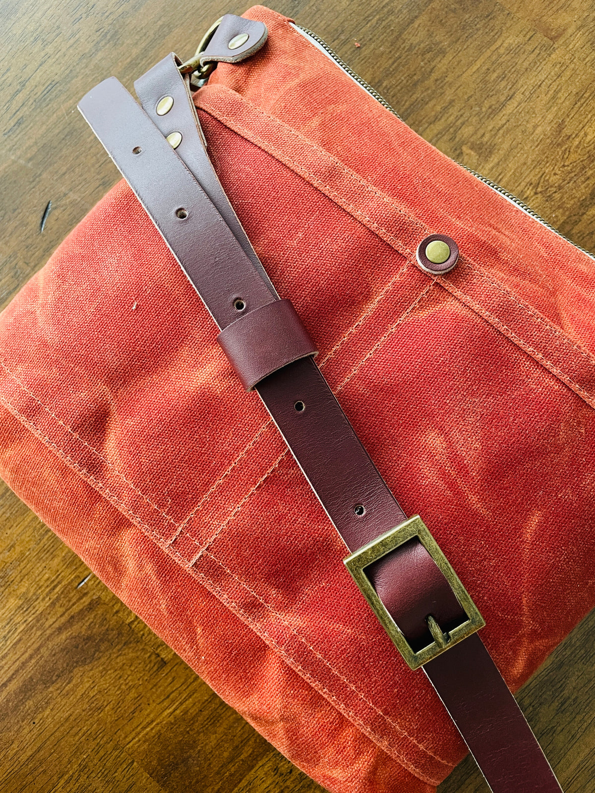 Small Waxed Canvas Purse, Terracotta