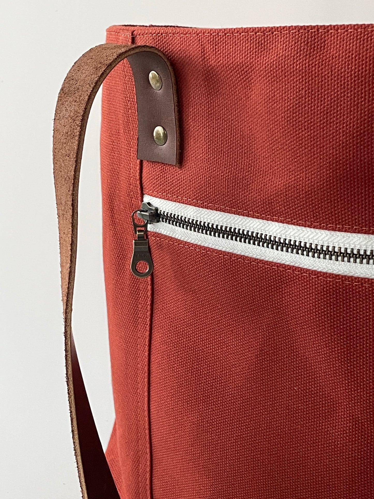 Large Waxed Canvas Tote, Burnt Orange