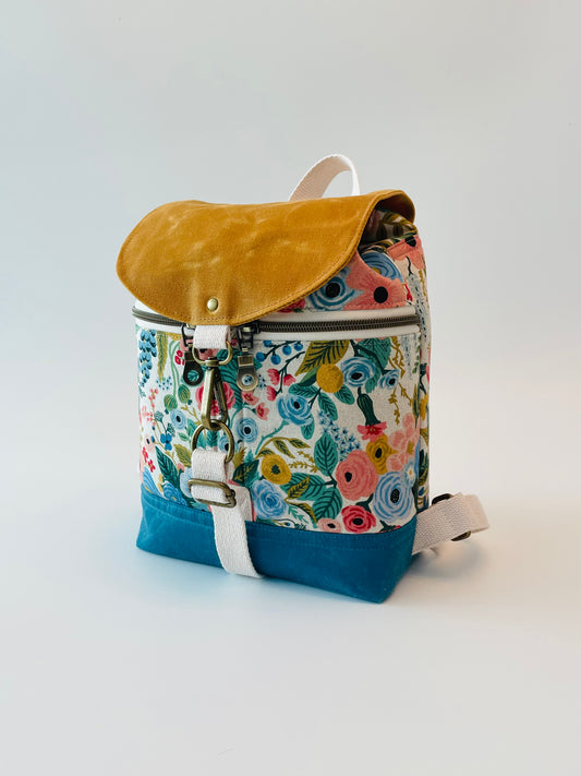 Mini Canvas Backpack, Garden Party