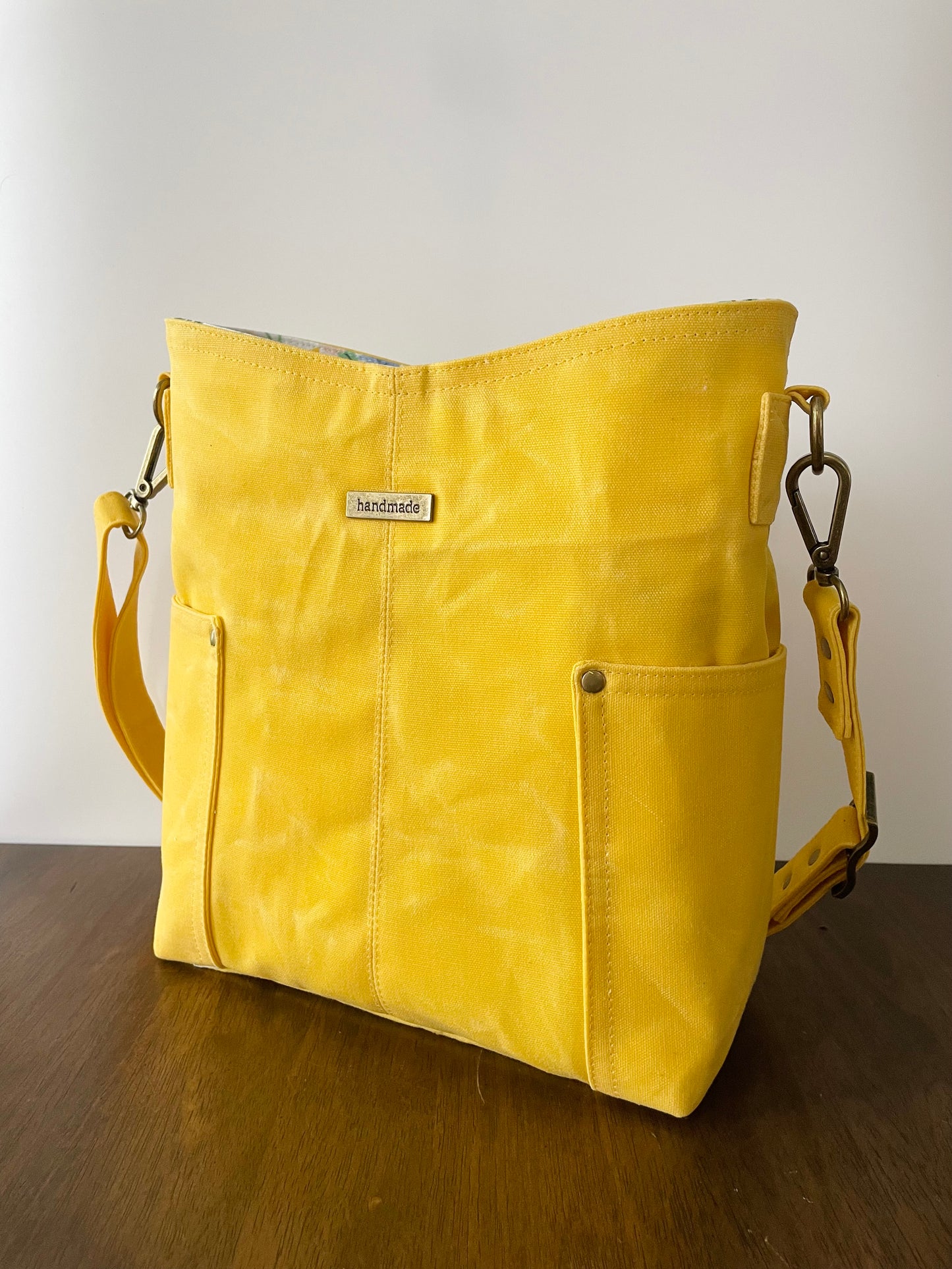 Waxed Canvas Crossbody Bag, Yellow