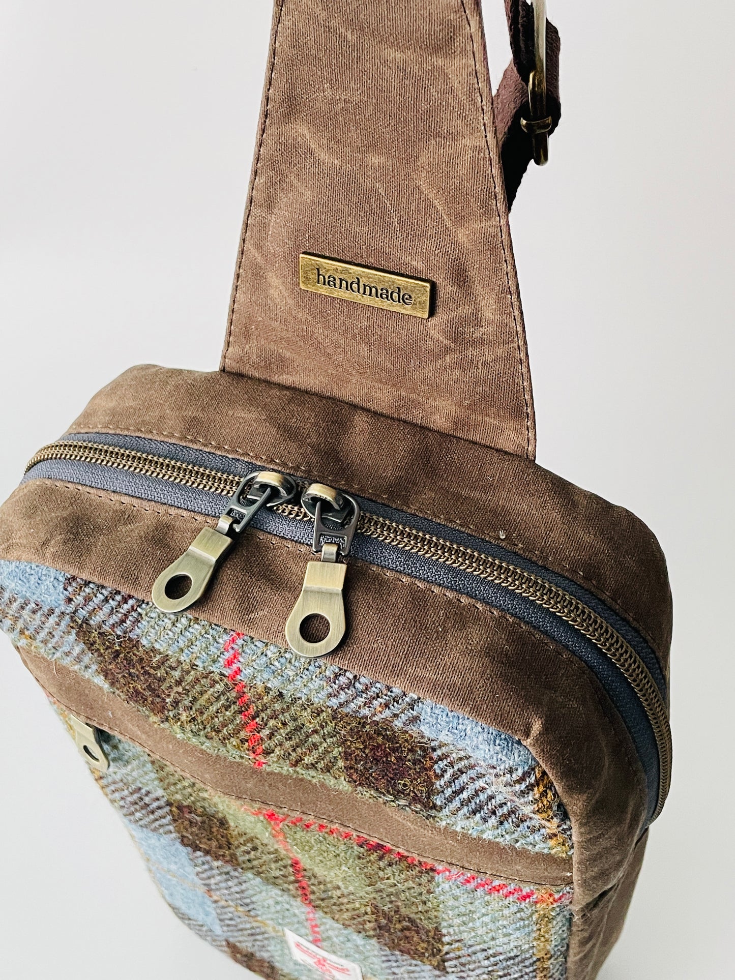 Harris Tweed Sling Backpack, Brown MacLeod Tartan