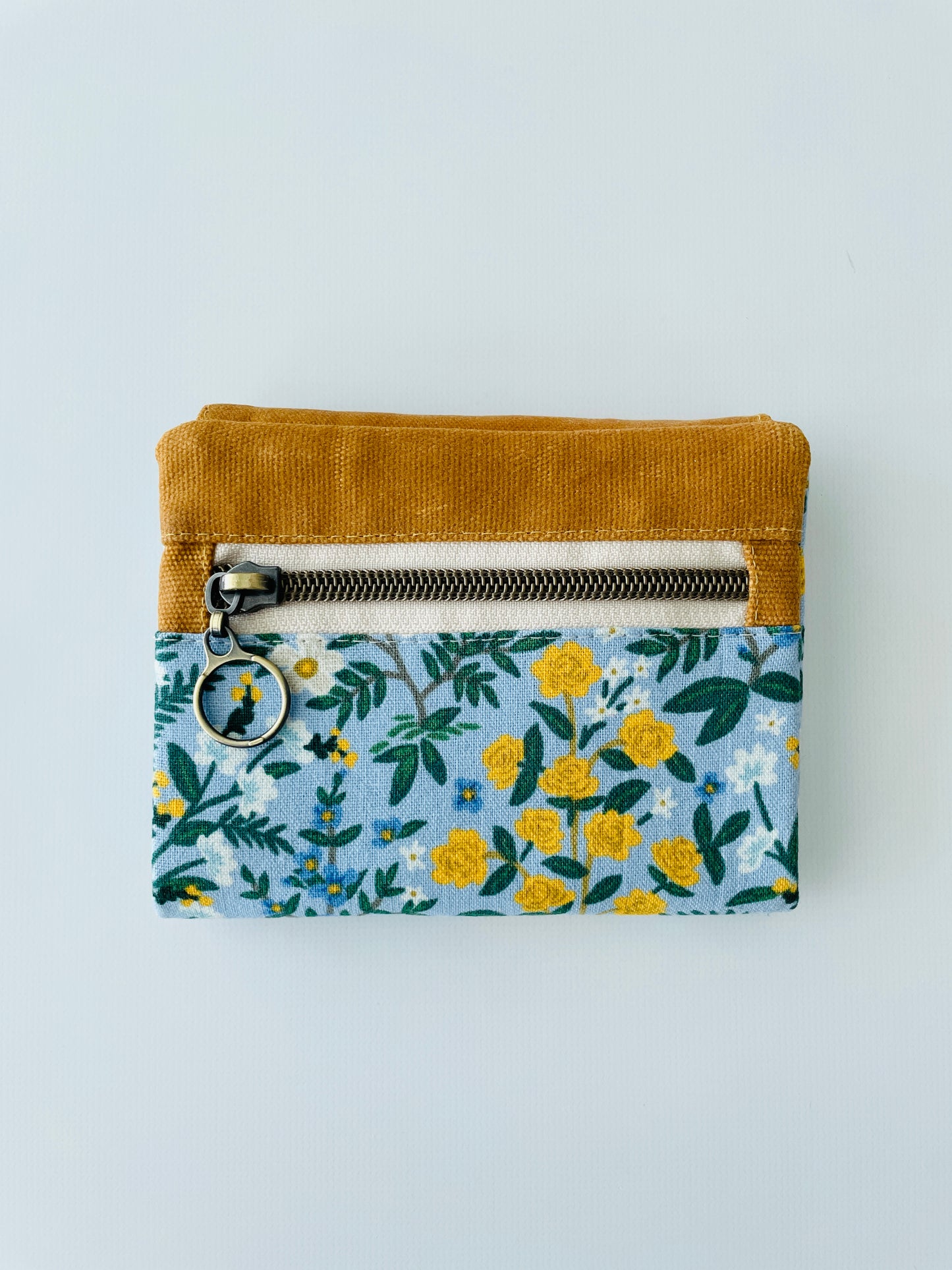 Canvas Wallet, Blue/Mustard Floral