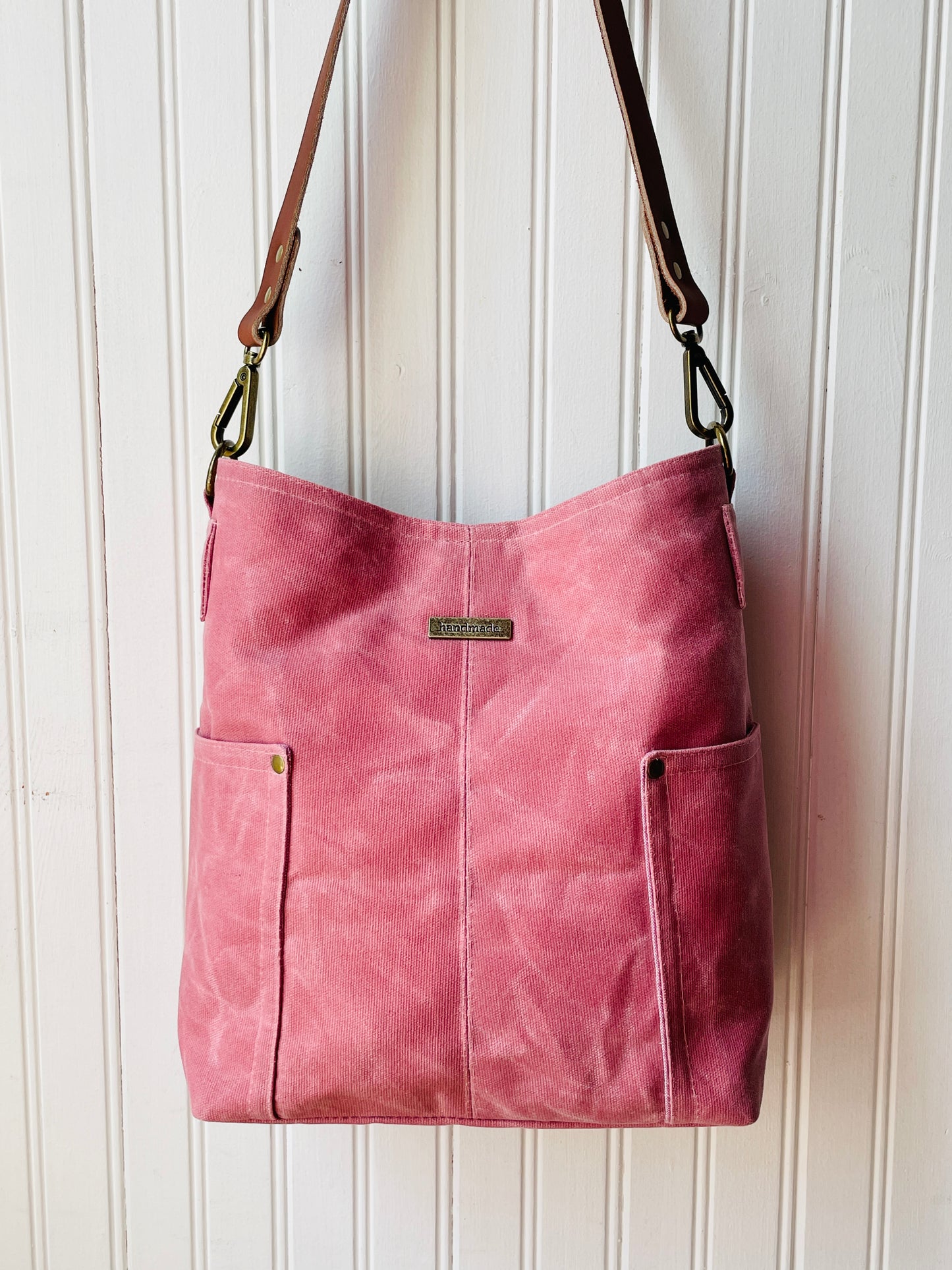 Waxed Canvas Shoulder Bag, Rose