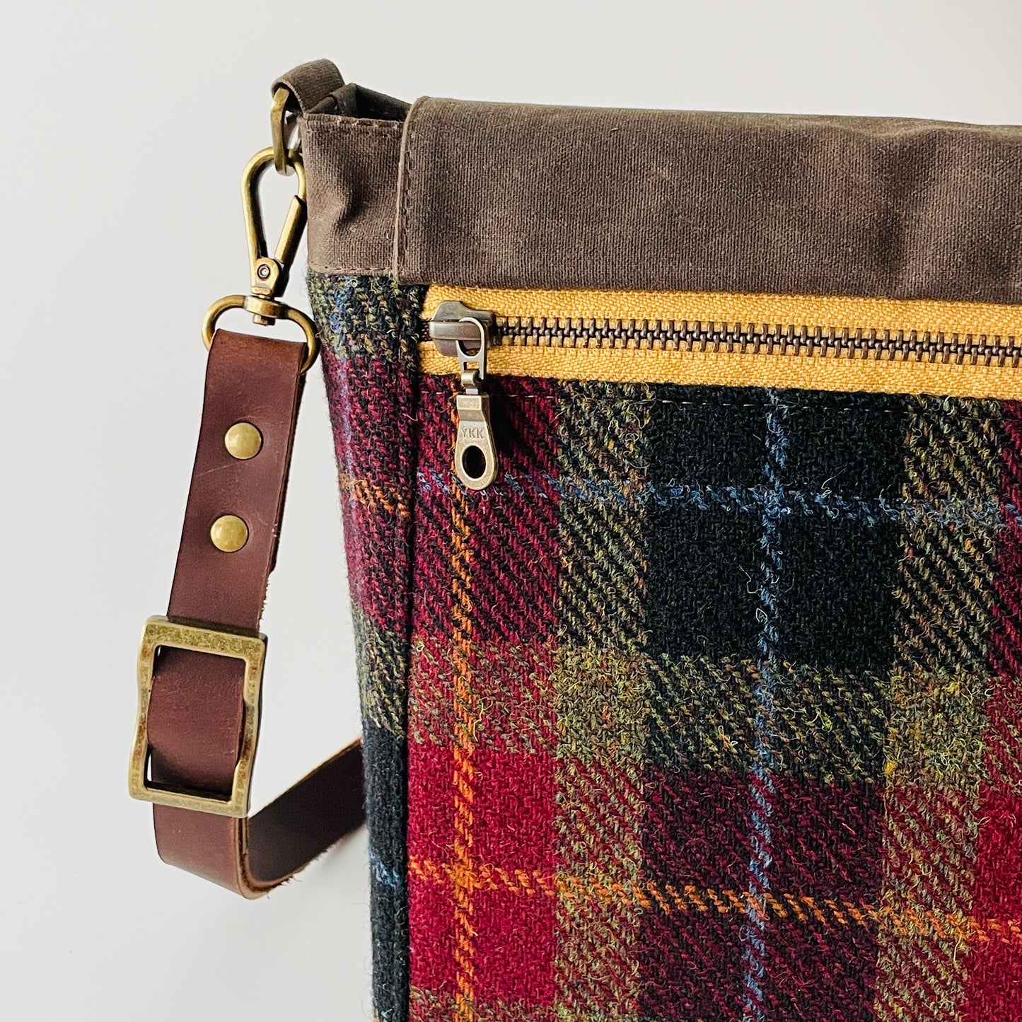 Small Harris Tweed Satchel, Autumn Check
