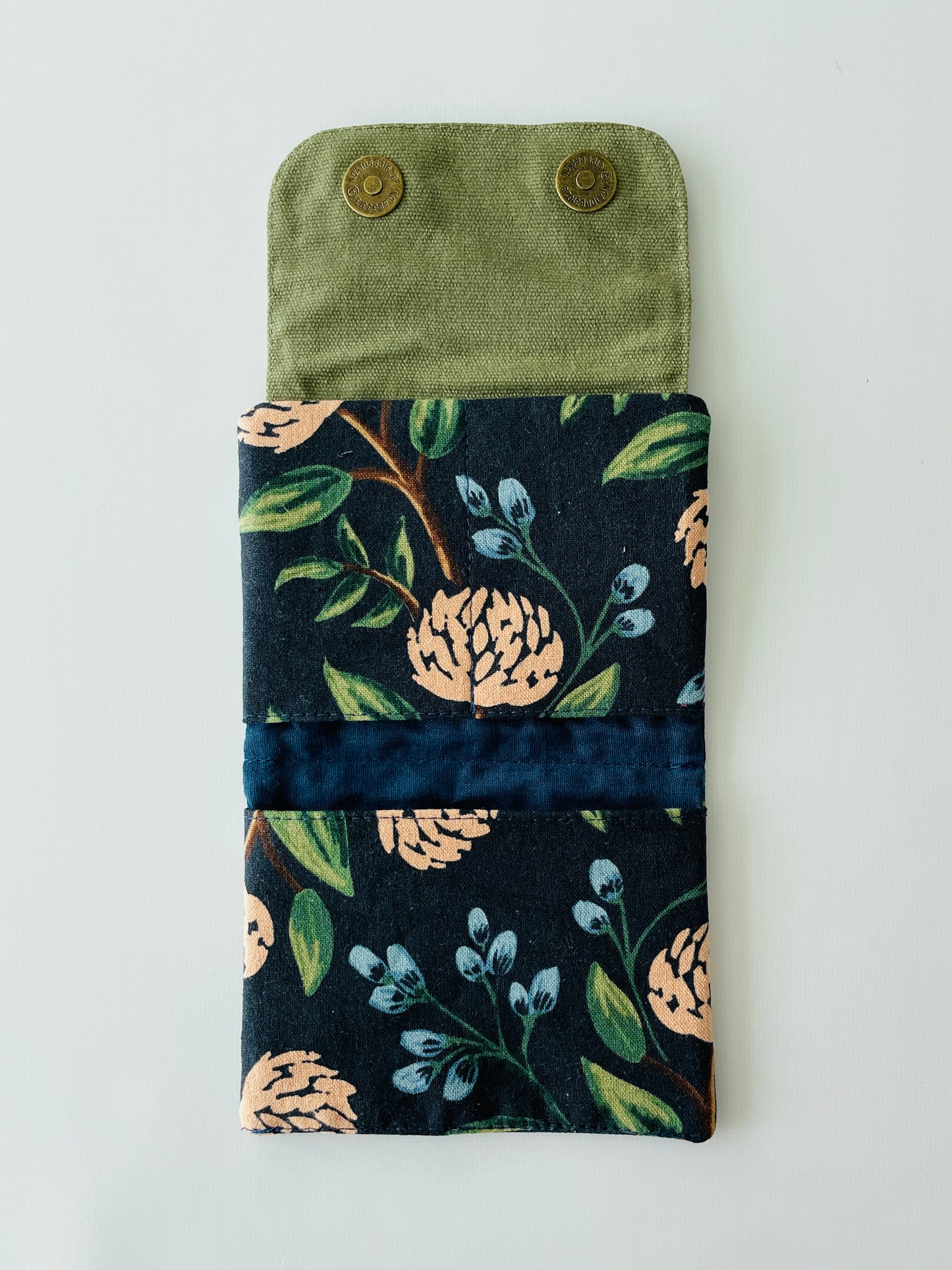 Webster Wallet Maker Kit, Navy Peonies