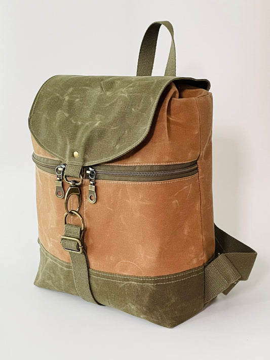 Waxed Canvas Backpack, Field Tan and Olive