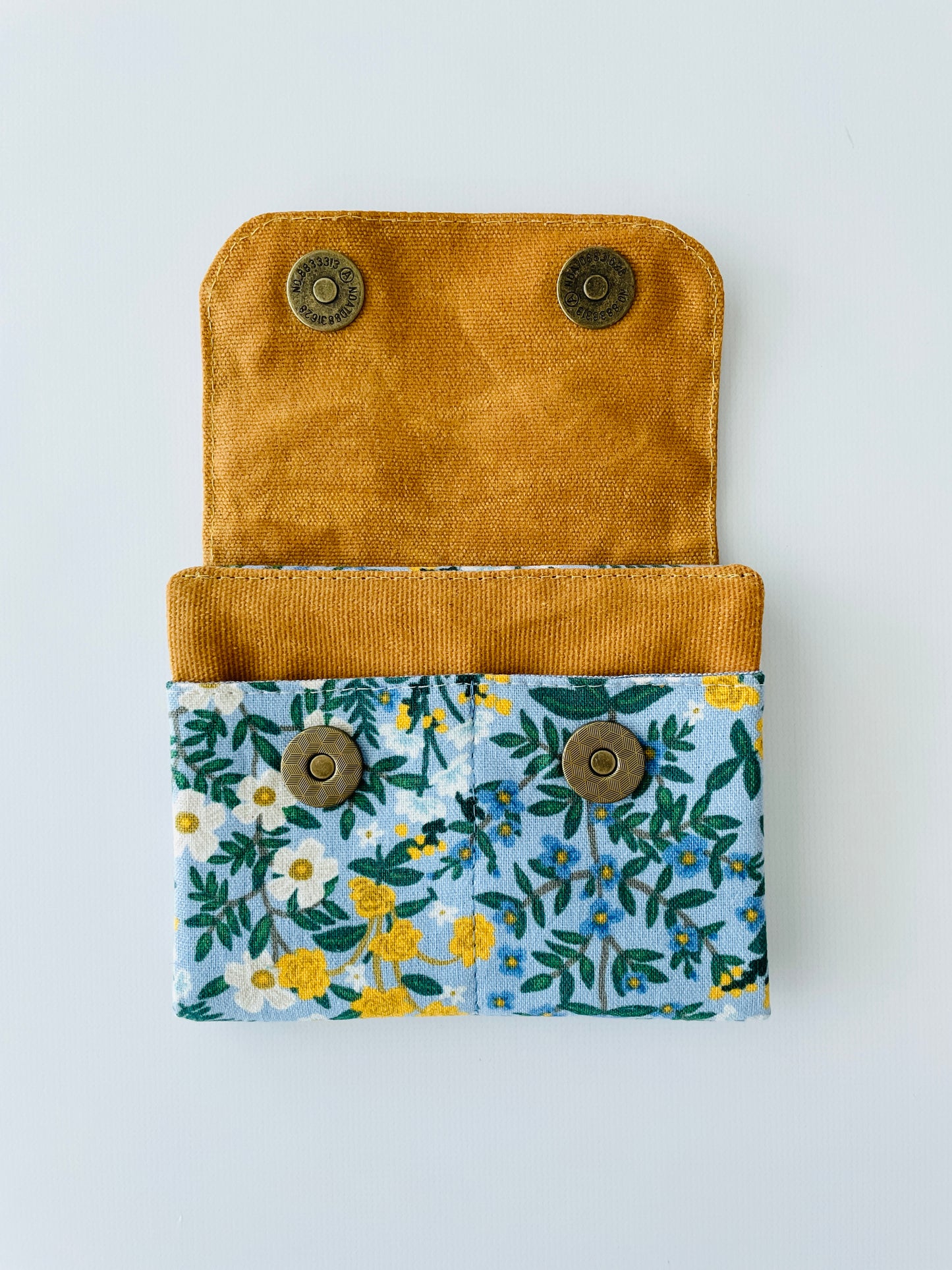 Canvas Wallet, Blue/Mustard Floral