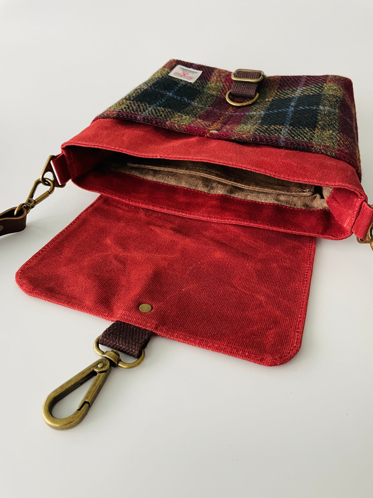 Small Harris Tweed Satchel, Autumn Check
