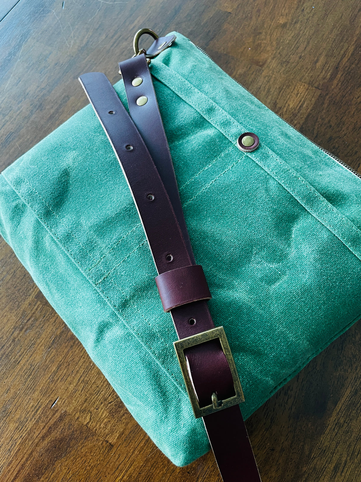 Small Waxed Canvas Purse, Sage