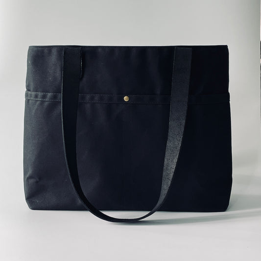 SAMPLE SALE Waxed Canvas Tote, Black