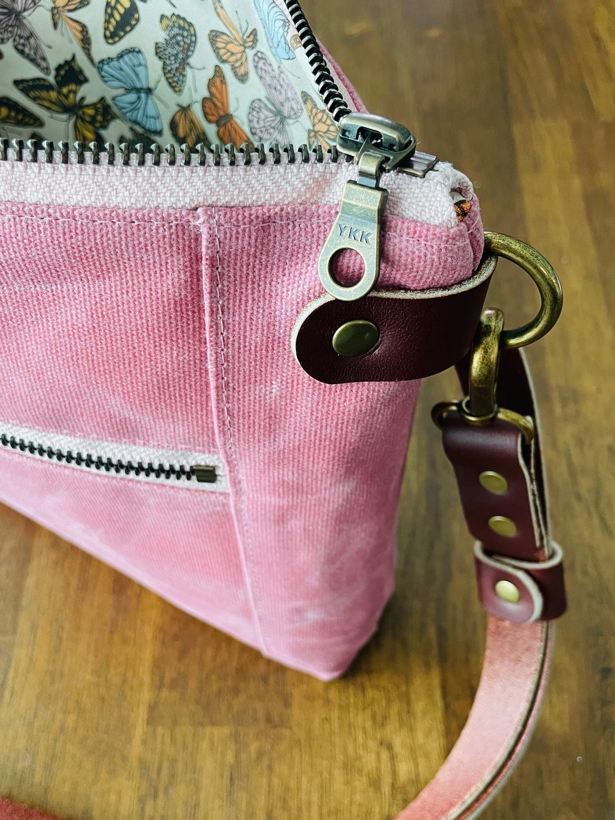 Small Waxed Canvas Purse, Heirloom Rose