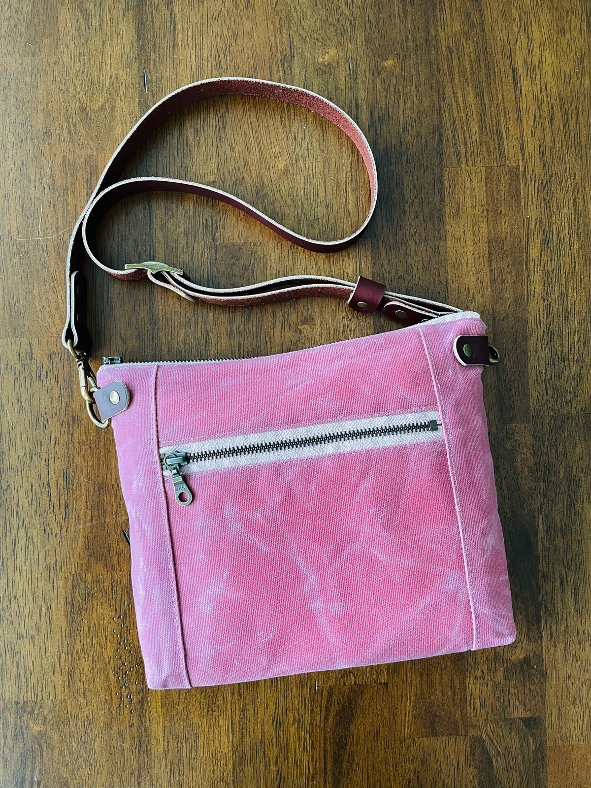 Small Waxed Canvas Purse, Heirloom Rose