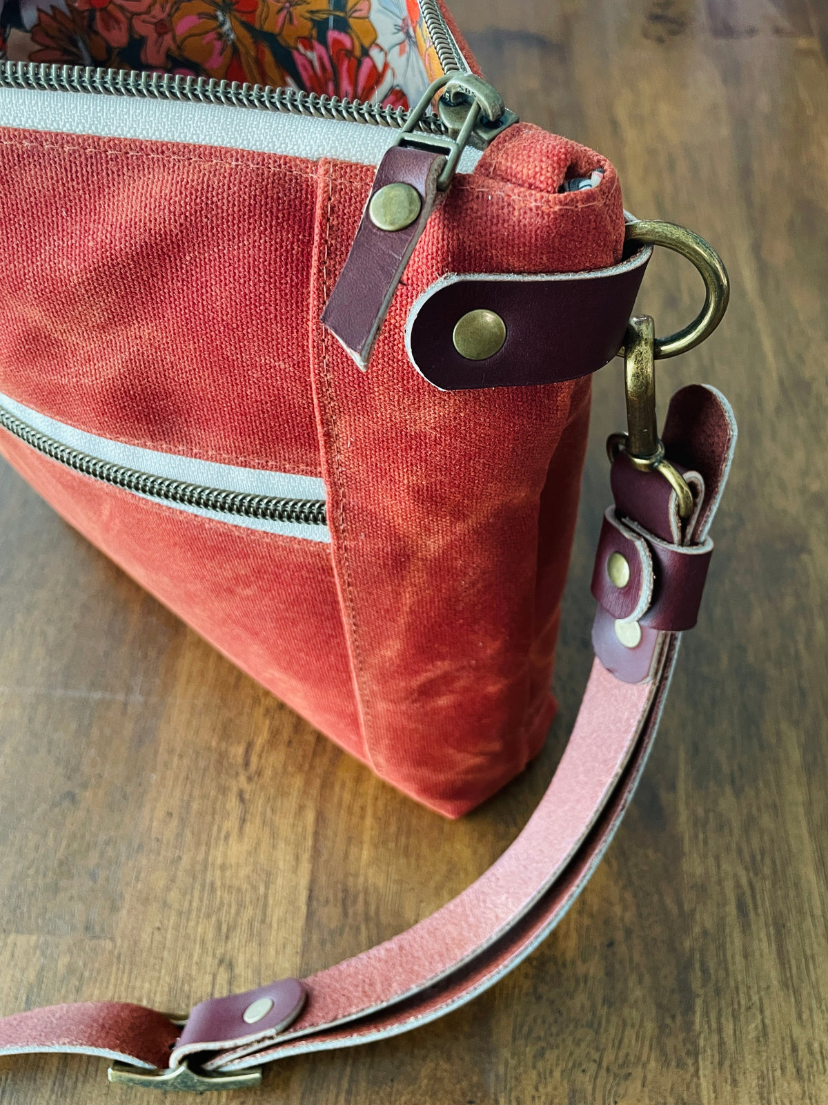 Small Waxed Canvas Purse, Terracotta